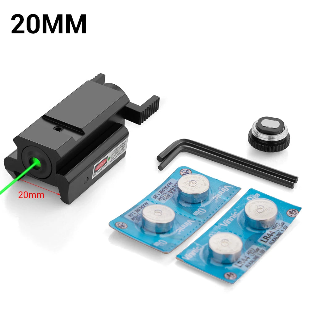Taktischer rot-grüner Punkt-Laserpointer, Waffenpistole, Laservisier für 20 mm Picatinny 11 mm Schwalbenschwanzschiene Glock 17 19 CZ-75