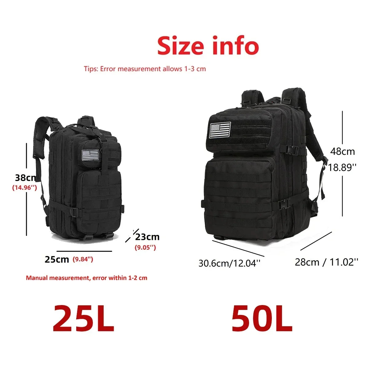 25L/50L Taktischer Rucksack Molle Tasche Outdoor Taschen Rucksack für Wandern Camping Trekking Jagd Angeln GYM Taschen Rucksäcke