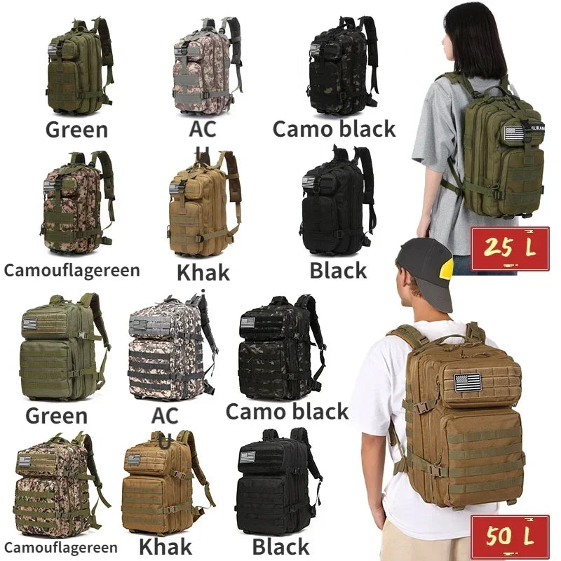 25L/50L Taktischer Rucksack Molle Tasche Outdoor Taschen Rucksack für Wandern Camping Trekking Jagd Angeln GYM Taschen Rucksäcke