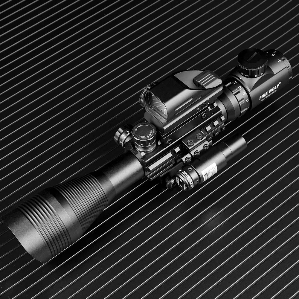 4-12X50 ZB Jagd Airsofts Zielfernrohr Taktische Air Gun Rot Grün Dot Laser Anblick Umfang Holographische Optik Zielfernrohr