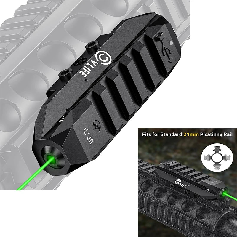Cvlife Green Laser Sehung für Gewehr Taktisch wiederaufladbare Lasersicht mit dem Strobe -Modus für 21 -mm -Picatinny Rail Aluminium