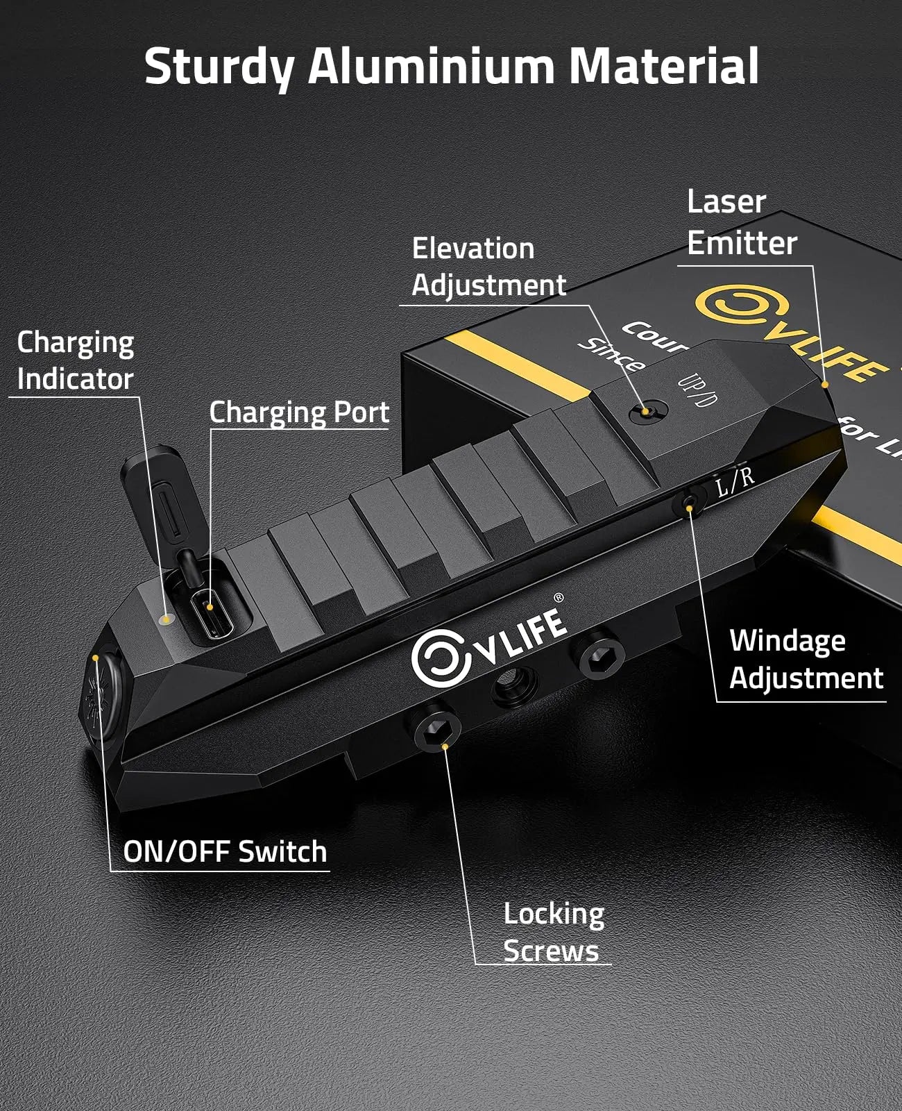 Cvlife Green Laser Sehung für Gewehr Taktisch wiederaufladbare Lasersicht mit dem Strobe -Modus für 21 -mm -Picatinny Rail Aluminium