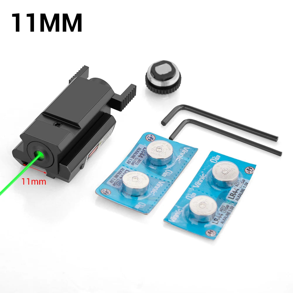 Taktischer rot-grüner Punkt-Laserpointer, Waffenpistole, Laservisier für 20 mm Picatinny 11 mm Schwalbenschwanzschiene Glock 17 19 CZ-75