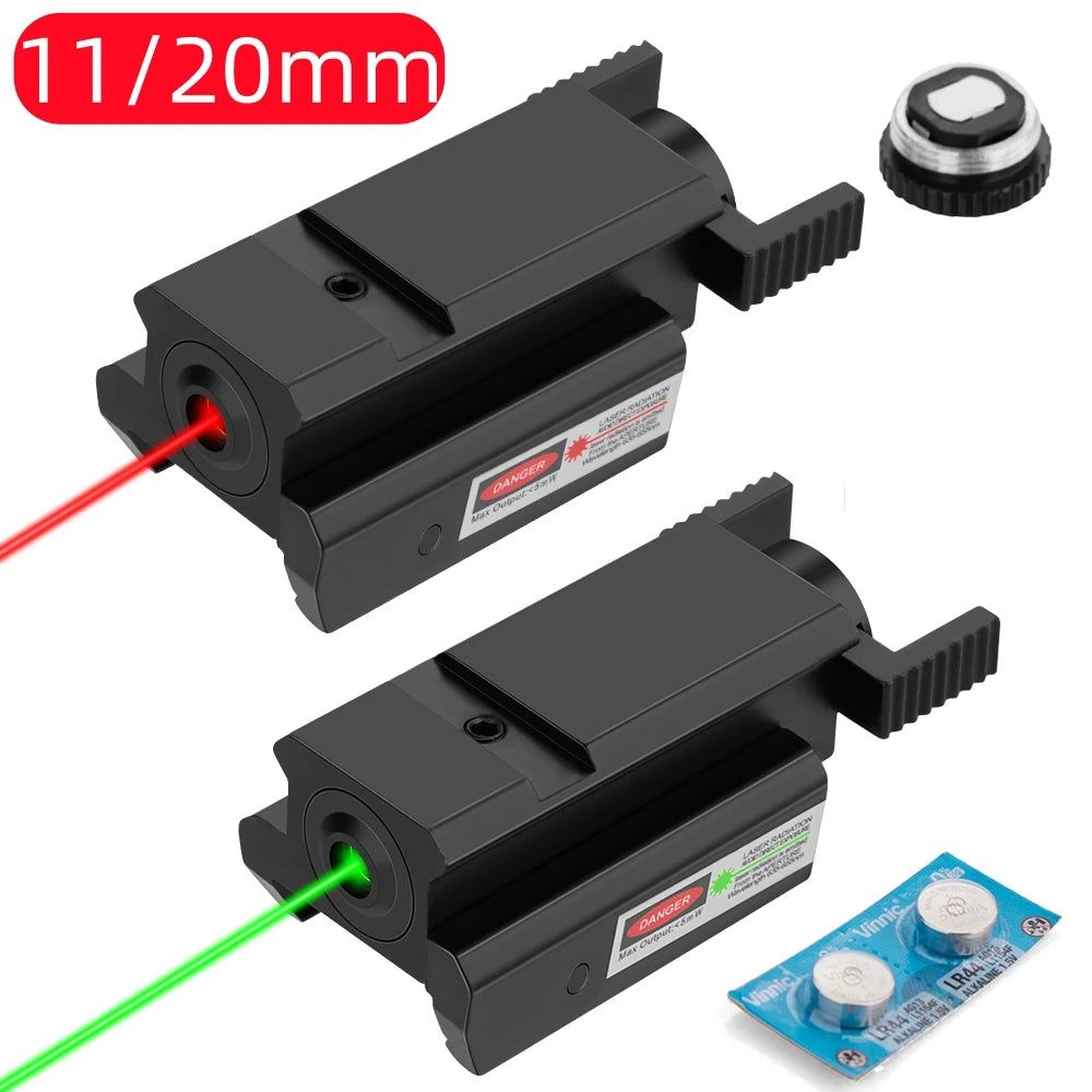 Taktischer rot-grüner Punkt-Laserpointer, Waffenpistole, Laservisier für 20 mm Picatinny 11 mm Schwalbenschwanzschiene Glock 17 19 CZ-75
