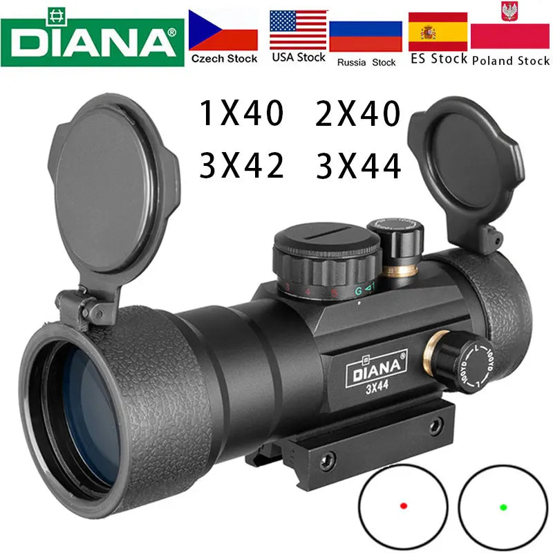 DIANA 3X44 Grün Red Dot Anblick 2X40 Red Dot 3X42 Taktische Optik Zielfernrohr Fit 11/20mm Schiene 1X40 Gewehr Anblick für Jagd