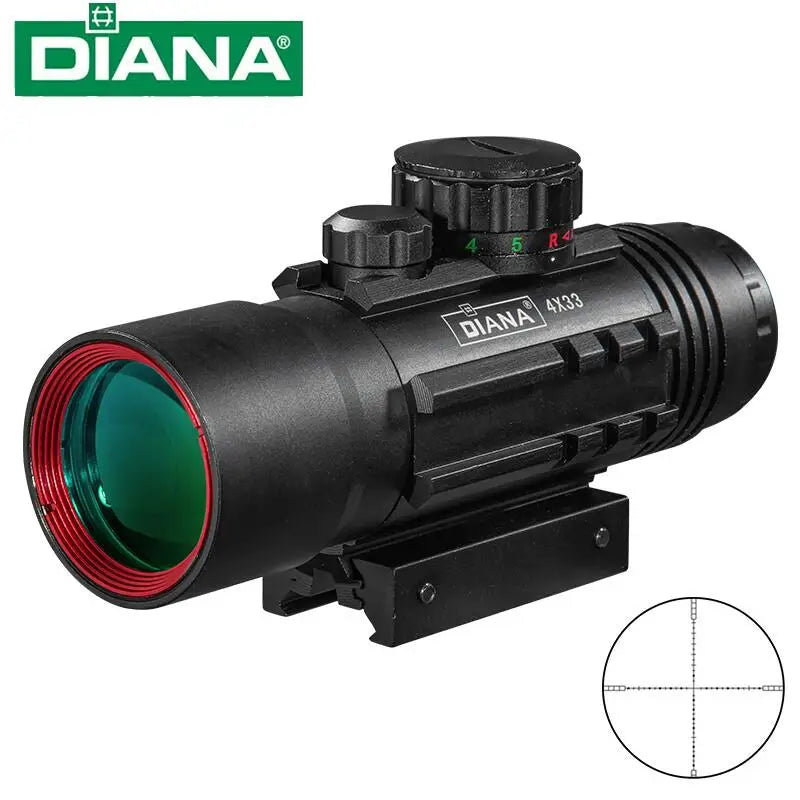 Diana 4x33 grün rot punkt visier fernrohr taktische optik zielfernrohr fit 11mm 20mm schienen gewehr fernrohre für die jagd