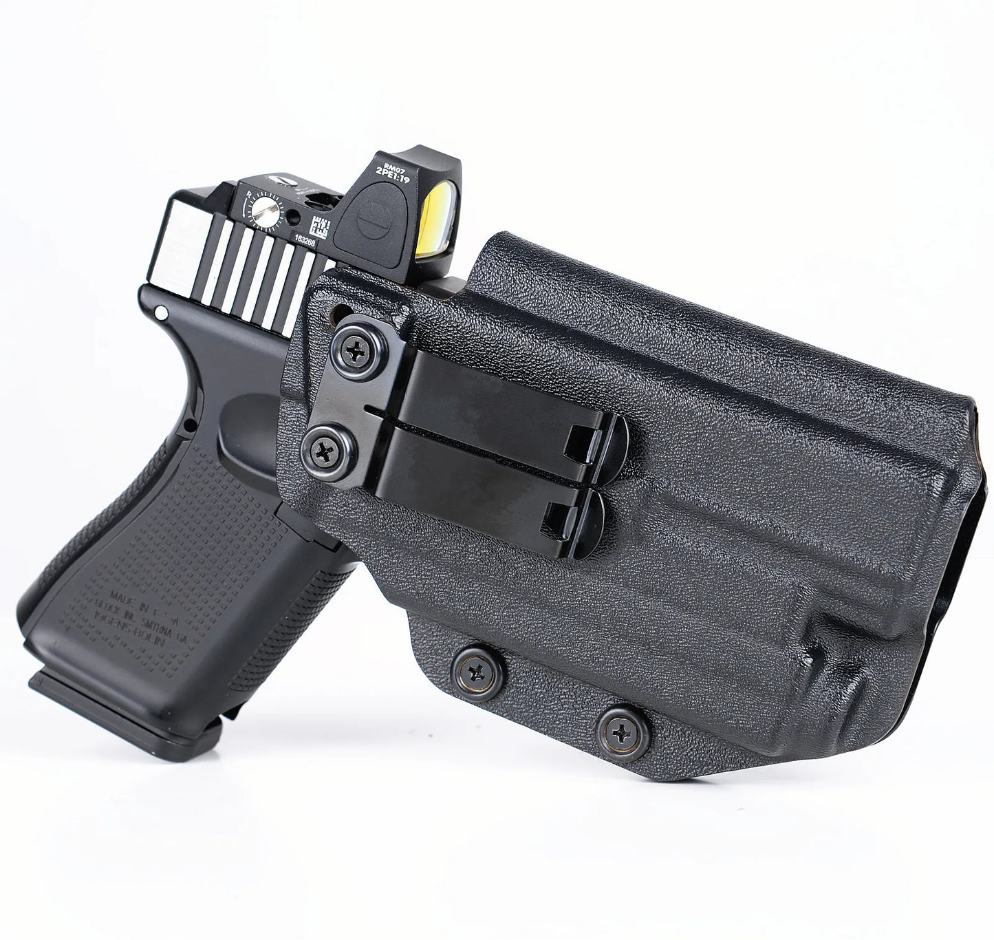 IWB Kydex-Holster für Glock 19 19X23 25 32 44 45, mit Olight Baldr S Taktische Taschenlampe im Bund, verdeckte Tragetasche