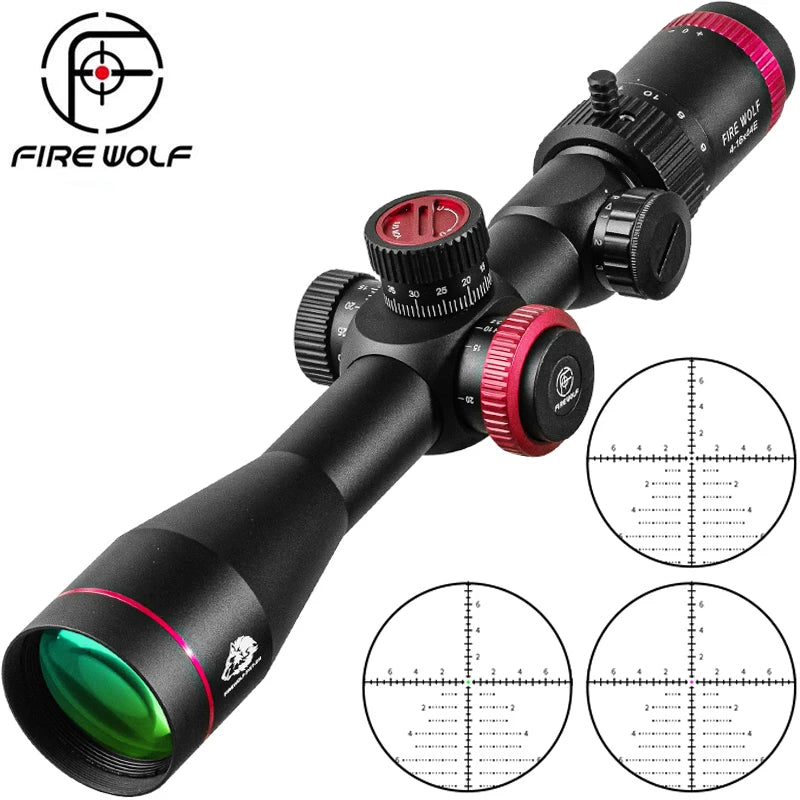 FIRE WOLF QZ 4-16X44 Scope FFP Rot Grün Jagd Optische Anblick Sniper Zielfernrohr Taktische Erste Brenn Flugzeug Jagd Zielfernrohr