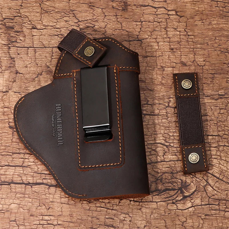 Taktisches pu leder holster für verdecktes tragen airsoft iwb pistolen holster für glock 17 19 43/sig p365/px4 m9 9mm für die jagd