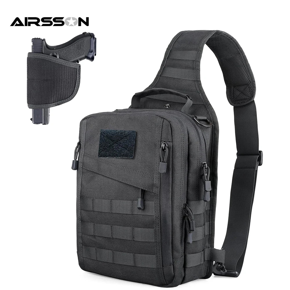 Taktischer Sling-Rucksack, verdecktes Trage-Pistolenholster, Pistolentasche, Molle EDC-Umhängetasche für Outdoor, Camping, Reisen, Wandern