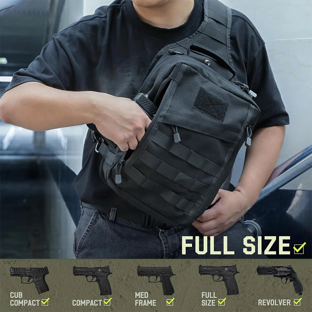 Taktischer Sling-Rucksack, verdecktes Trage-Pistolenholster, Pistolentasche, Molle EDC-Umhängetasche für Outdoor, Camping, Reisen, Wandern