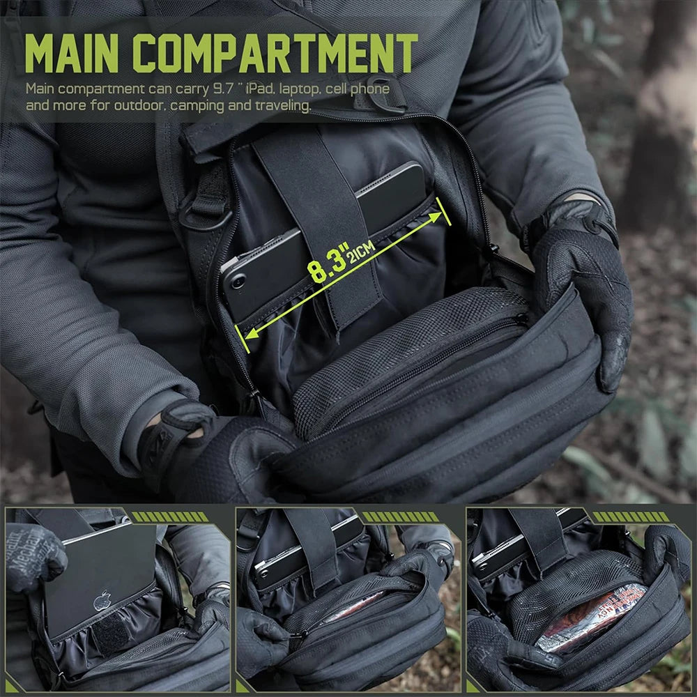 Taktischer Sling-Rucksack, verdecktes Trage-Pistolenholster, Pistolentasche, Molle EDC-Umhängetasche für Outdoor, Camping, Reisen, Wandern